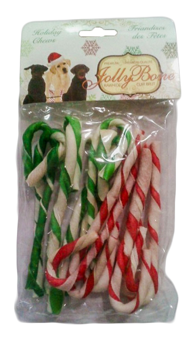 rawhide candy cane dog treat